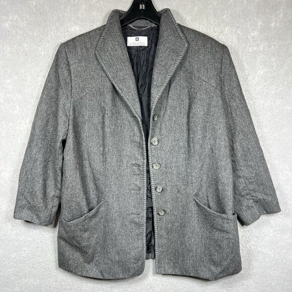 VTG Givenchy Collection En Plus Wool Coat Jacket Women’s Large Collar Gray - Picture 1 of 9